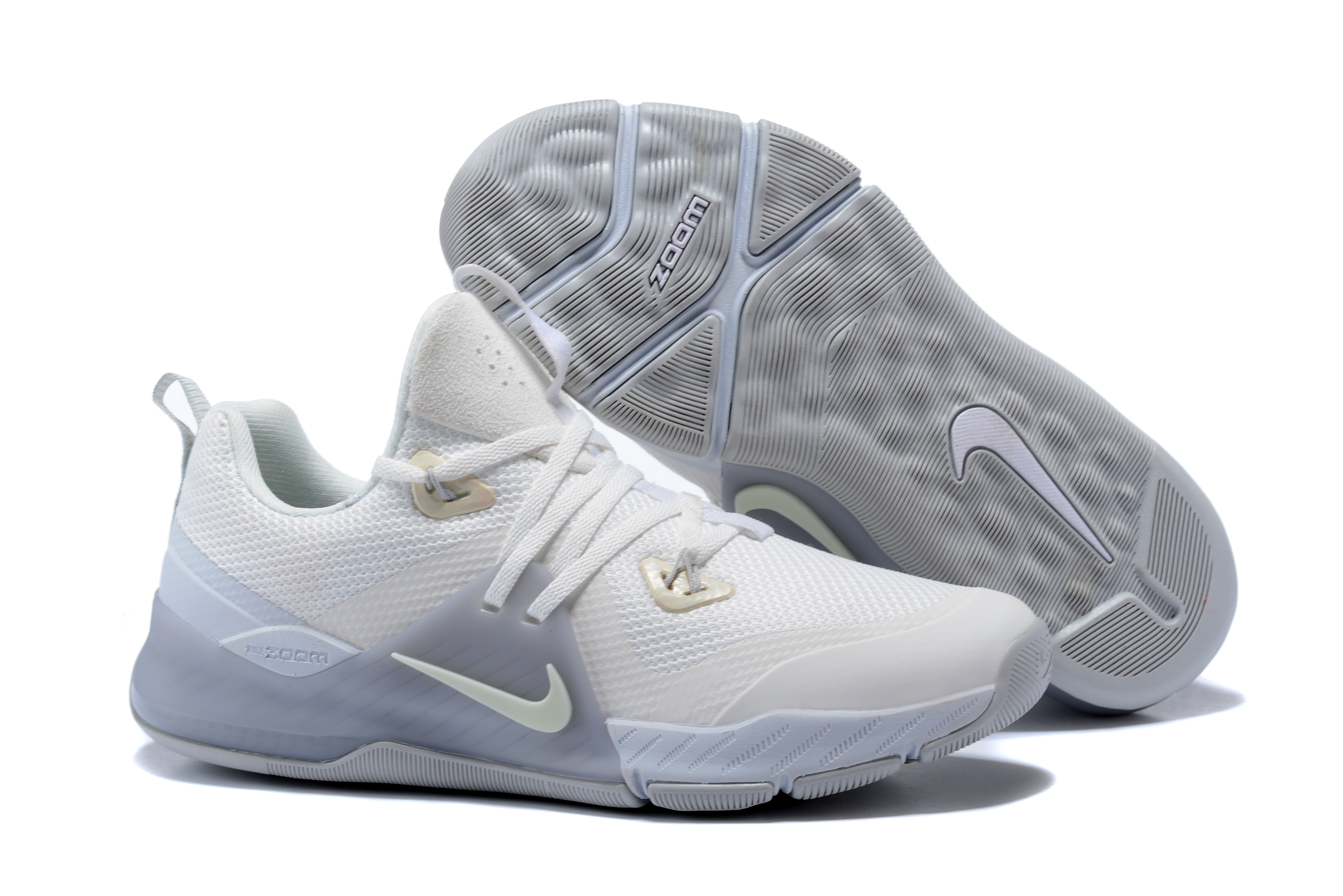 Nike Zoom II White Grey Basketball Shoes - Click Image to Close